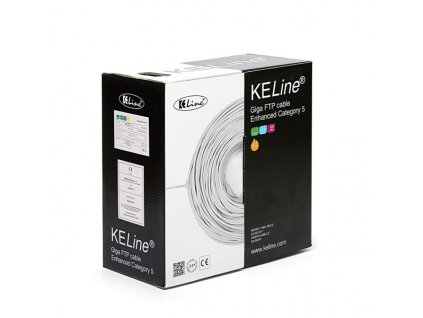 KELine kábel FTP, Cat5E, drôt, PVC, box 305m - šedá KE300S24-Eca-RLX