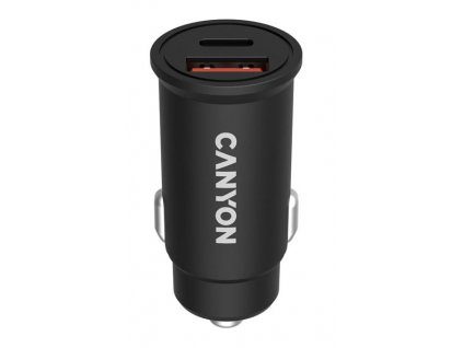 Canyon C-20B03, vysokorýchlostná autonabíjačka, 1xUSB-C, 30W PD, 1 x USB-A, 18W QC 3.0, čierna CNS-CCA20B03