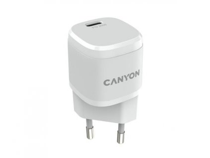 Canyon CNE-CHA20W05 vysokorýchlostná univerzálna nabíjačka do steny 1xUSB-C, 20W, PD, biela