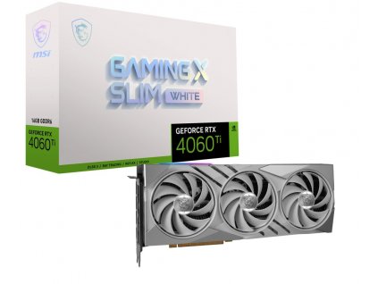 MSI VGA NVIDIA GeForce RTX 4060 Ti GAMING X SLIM WHITE 16G, RTX 4060 Ti, 16GB GDDR6, 3xDP, 1xHDMI