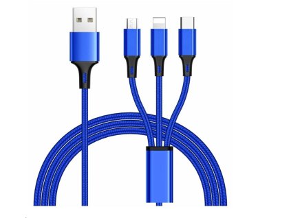 PremiumCord 3 in 1 USB kabel, 3 konektory USB typ C + micro USB + Lightning pro Apple, 1.2m ku31pow01