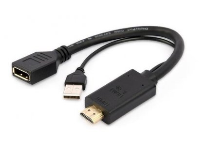 Gembird adaptér DisplayPort (M) na HDMI (F), 4K aktívny, kábel 0.1m, čierny A-HDMIM-DPF-01