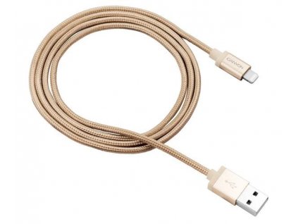 Canyon CNS-MFIC3GO, 1m prémiový opletený kábel Lightning/USB, MFI schválený Apple, zlatý
