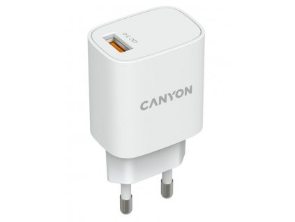 Canyon H-18, univerzálna nabíjačka do steny 1xUSB-A, 18W Quick Charge 3.0, biela CNE-CHA18W