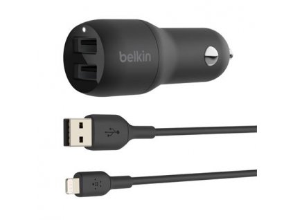 Belkin Boost Charge Dual USB Car Charger 24W + USB to Lightning cable - Black CCD001bt1MBK