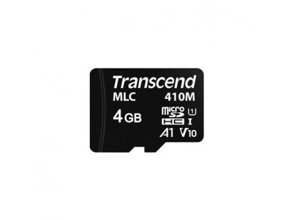 Transcend 4GB microSDHC410M UHS-I U1 (Class 10) A1 V10 MLC průmyslová paměťová karta (bez adaptéru), 100MB/s R, 22MB/s W TS4GUSD410M