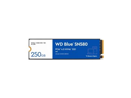 WD BLUE SSD NVMe 250GB PCIe SN580,Gen4 , (R:4000, W:2000MB/s) WDS250G3B0E Western Digital