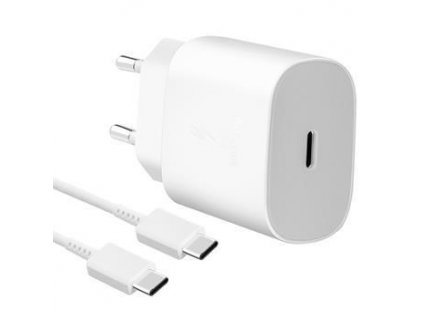 Samsung síťová nabíječka EP-TA800EWE + kabe EP-DA905BWE USB-C, 25W, bílá, (bulk) 57983104180