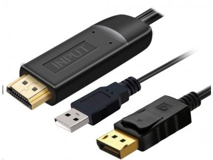 PremiumCord Kabel HDMI 2.0 na DisplayPort 1.2 pro rozlišení 4K@60Hz, 2m kportad21