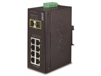 Planet IGS-1020TF, Switch, priemyselný, 8x 10/100/1000T, 2x 100/1000X SFP, -40~+75°C