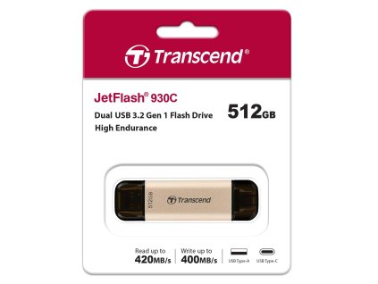 TRANSCEND Flash disk 512GB JetFlash®930C, TLC, USB 3.2/USB typu C (R:420/W:400 MB/s) čierna TS512GJF930C Transcend