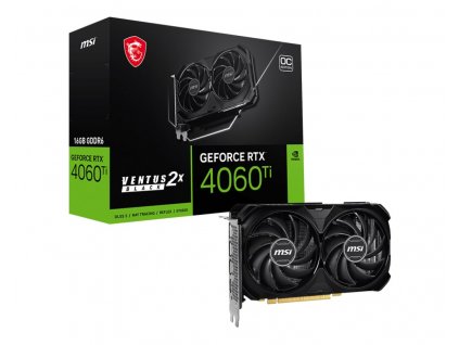 MSI VGA NVIDIA GeForce RTX 4060 Ti VENTUS 2X BLACK 16G OC, RTX 4060 Ti, 16GB GDDR6, 3xDP, 1xHDMI