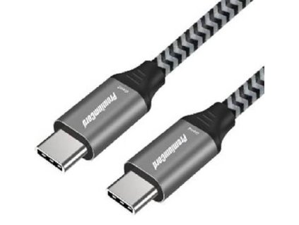 PREMIUMCORD Kabel USB-C M/M, 100W 20V/5A 480Mbps bavlněný oplet, 0,5m ku31cw05 PremiumCord