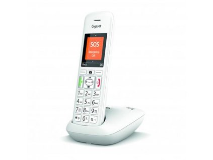 Gigaset E390 - DECT/GAP bezdrátový telefon, dětská chůvička, SOS funkce, bílá GIGASET-E390-WHITE