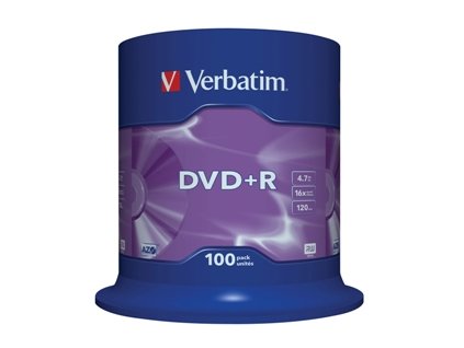 VERBATIM DVD+R(100-Pack)Spindl/MattSlvr/16x/4.7GB 43551 Verbatim