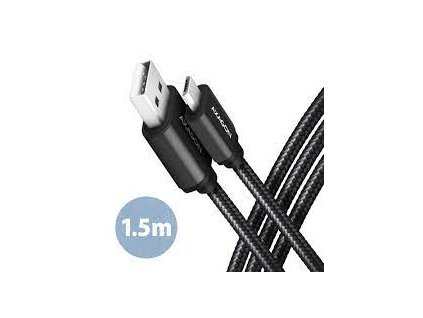 AXAGON BUMM-AM15AB, HQ kabel Micro USB <-> USB-A, 1.5m, USB 2.0, 2.4A, ALU, oplet, černý Axagon