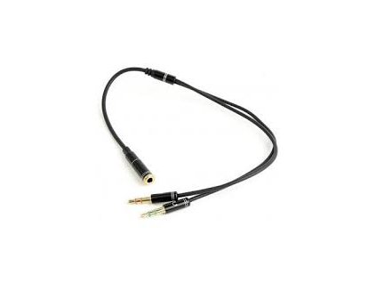 Gembird audio adaptér 3.5 mm 4-pin (F) na 2 x 3.5 mm stereo jack (M), kovové, kábel 0.2m CCA-418M