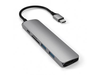 Satechi USB-C Slim Multiport adaptér V2 - Space Gray Aluminium ST-SCMA2M