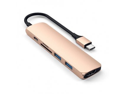 Satechi USB-C Slim Multiport adaptér V2 - Gold Aluminium ST-CMA2G