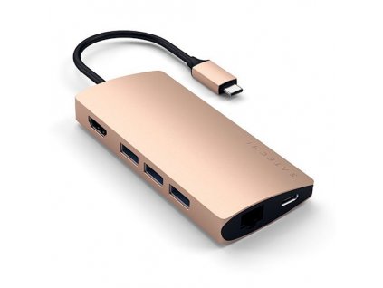 Satechi USB-C Multiport adaptér 4K 8ports V2 - Gold Aluminium ST-TCMA2G