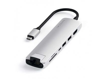 Satechi USB-C Slim Multiport adaptér with Ethernet - Silver Aluminium ST-UCSMA3S