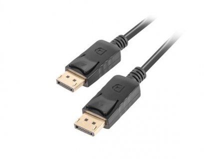LANBERG připojovací kabel DisplayPort 1.2 M/M, 4K@60Hz, délka 1m, černý, se západkou, zlacené konektory CA-DPDP-10CC-0010-BK Lanberg