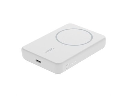 Belkin Magnetická Bezdrátová PowerBanka (MagSafe) se stojánkem, 5000mAh, bílá BPD004btWT