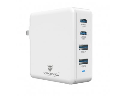Viking nabíječka USB GaN 100W, podpora PD3.0 a QC4+, bílá VCH100PD