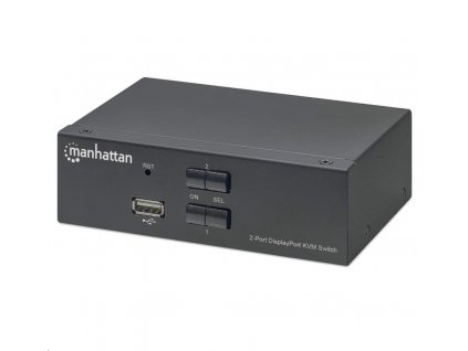 Manhattan DP přepínač, 2-Port DisplayPort KVM Switch, 4K@60Hz, černá 153546