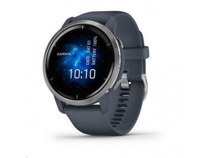 Garmin GPS sportovní hodinky Venu2 Silver/Granite Blue Band, EU 010-02430-10