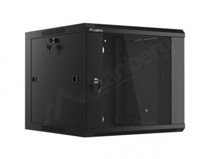 LANBERG Nástěnná jednodílná skříň 19", 9U 570x600 snadná a rychlá montáž (v rozloženém stavu) černá (RAL9004) WAFA-5609-10B Lanberg