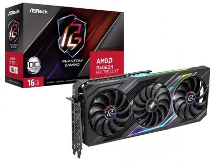 ASRock VGA AMD Radeon RX 7800 XT Phantom Gaming 16GB OC, RX 7800 XT, 16GB GDDR6, 3xDP, 1xHDMI RX7800XT PG 16GO