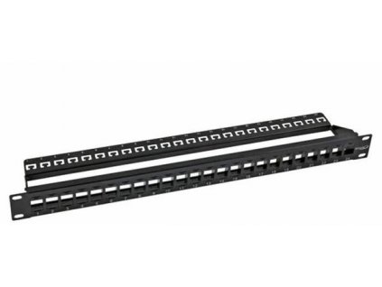 Patch panel 24port, Keystone, čierny, tienený s uzemnením, celokovový 11124115 OEM