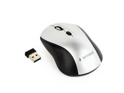 Myš GEMBIRD MUSW-4B-02-BS, čierno-strieborná, bezdrôtová, USB nano prijímač Gembird