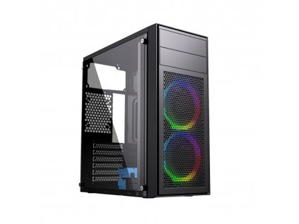 Gembird Fornax M100 RGB/Midi Tower/Transpar./Černá CCC-FC-M100RGB