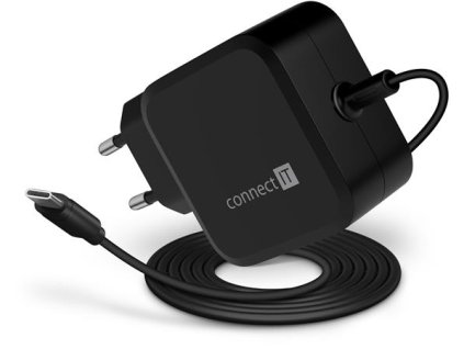 CONNECT IT C-Power Mini univerzální notebookový adaptér USB-C, PD 67 W, ČERNÝ CNP-1660-BK Connect IT