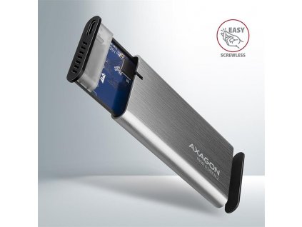 AXAGON EEM2-SG2, USB-C 3.2 Gen 2 - M.2 NVMe & SATA SSD kovový RAW box, bezšroubkový Axagon