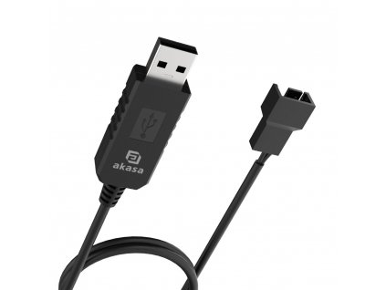 AKASA kabel USB na 3-pin / 4-pin, 5V na 12V adaptér pro ventilátory, 60 cm AK-CBFA10-60BK Akasa