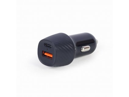 GEMBIRD Nabíječka do auta, 1x USB, 1xUSB-C, rychlo-nabíječka, QC3.0, 18 W, černá TA-U2QC3-CAR-02 Gembird