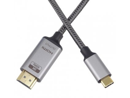 PremiumCord kabel USB-C na HDMI 2m rozlišení obrazu 8K@60Hz,4K@144Hz Aluminium ku31hdmi22