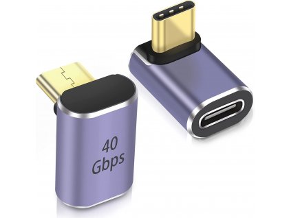 PremiumCord Adaptér USB-C na USB-C, USB 4.0, zahnutý 90° kur31-39