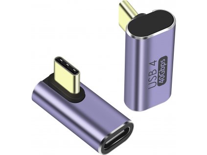 PremiumCord Adaptér USB-C na USB-C, USB 4.0, zahnutý 90° kur31-41