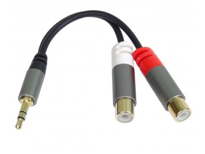 PremiumCord kabel HQ Jack 3.5mm Male - 2x CINCH Female 15cm kjqqr-03