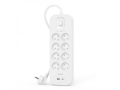 Belkin prepäťová ochrana 8OT 900J 8 zásuviek, USB-A + USB-C - White SRB003ca2M