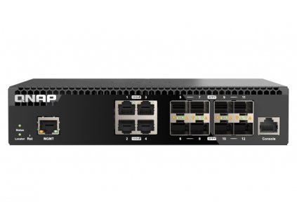 QNAP řízený switch QSW-M3212R-8S4T (4x 10GbE porty + 8x 10G SFP+ porty, poloviční šířka)