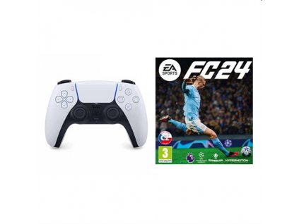 SONY DualSense Wireless Controller, black & white + EA Sports FC 24 CZ CFI-ZCT1W_B&W_EA