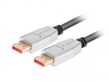 LANBERG připojovací kabel DisplayPort 1.4 M/M, 8K@60Hz, 5K@120Hz, délka 1,8m, černý, se západkou, zlacené konektory CA-DPDP-20CU-0018-BK Lanberg