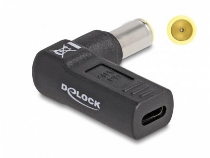 Delock Adaptér na kabel na nabíjení laptopu, ze zásuvky USB Type-C™ na zástrčku IBM 7,9 x 5,5 mm, úhlový 90° 60012 DeLock