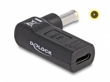 Delock Adaptér na kabel na nabíjení laptopu, ze zásuvky USB Type-C™ na zástrčku Samsung 5,5 x 3,0 mm, úhlový 90° 60013 DeLock