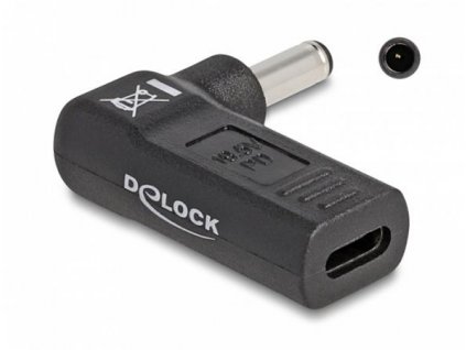 Delock Adaptér na kabel na nabíjení laptopu, ze zásuvky USB Type-C™ na zástrčku Dell 4,5 x 3,0 mm, úhlový 90° 60007 DeLock